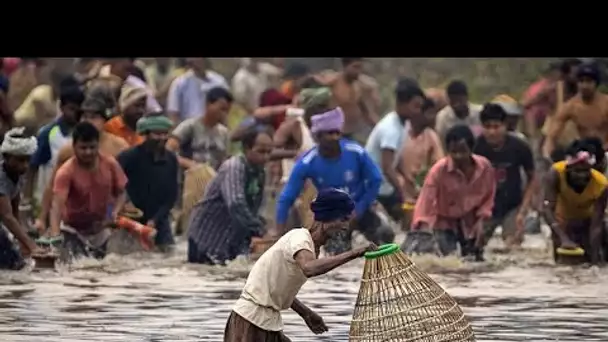 Inde : rassemblement de pêcheurs pour  "Bhogali Bihu", la Fête des récoltes