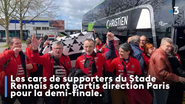 Les supporters rennais en partance pour Paris pour la demi-finale contre le PSG
