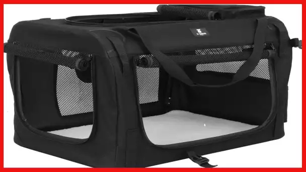 X-ZONE PET 3-Door Folding Soft Dog Crate, Indoor & Outdoor Pet Home, Multiple Sizes and Colors