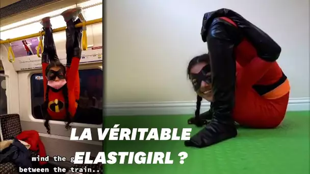 Habillée comme Elastigirl des "Indestructibles", cette jeune gymnaste est impressionnante
