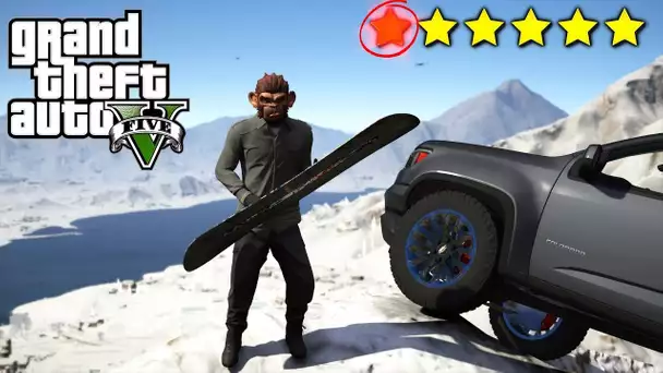 ECHAPPER A 6 ETOILES AVEC CE PICK UP ET UN SNOWBOARD SUR GTA 5 !