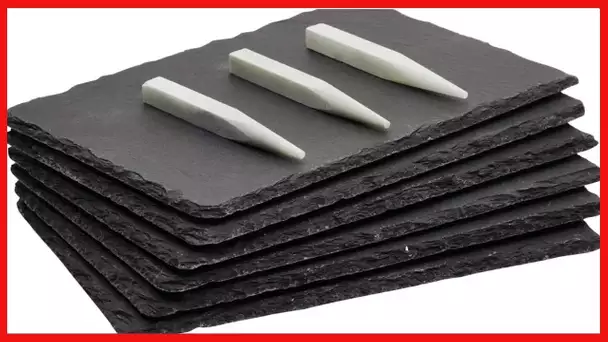 Set of 6 Mini Slate Charcuterie Boards with Chalk, Individual Stone Plates for Cheese, Meat