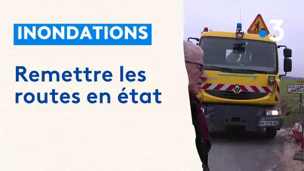 Remettre les routes en état après les fortes inondations du Pas-de-Calais