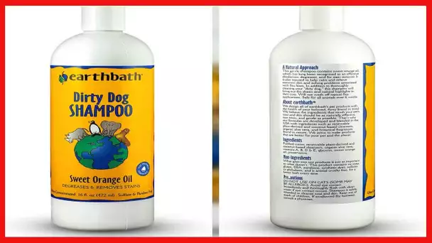 earthbath Dirty Dog Shampoo - Deodorizes, Degreases & Removes Stains, Made in USA – Sweet Orange Oil