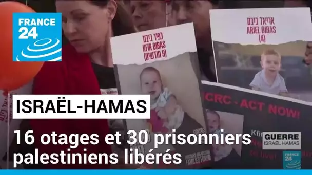 Israël-Hamas : 16 otages et 30 prisonniers palestiniens libérés • FRANCE 24