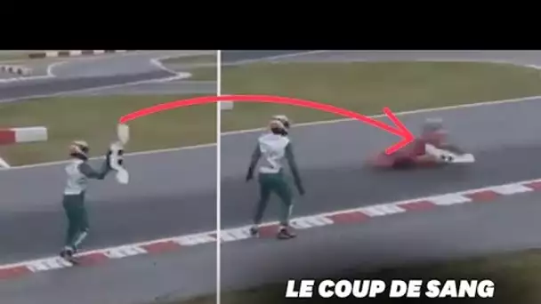 Ce pilote de kart s'en prend violemment à un adversaire après son abandon