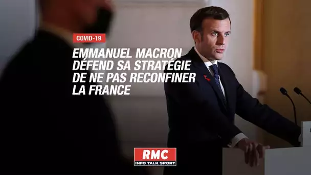 Covid-19: Emmanuel Macron défend sa stratégie de ne pas reconfiner en France