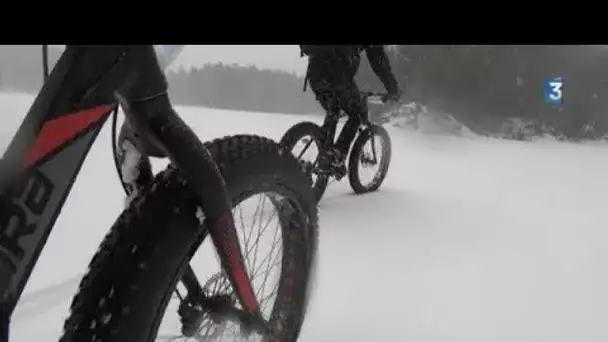 Les Angles (66) : Zinzin reporter randonne en VTT sur la neige