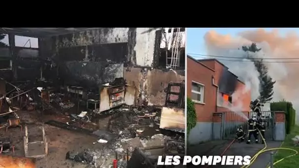 Une école ravagée par un incendie à Lille, les pompiers pris à partie