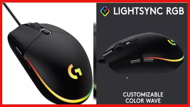 Logitech G203 Wired Gaming Mouse, 8,000 DPI, Rainbow Optical Effect LIGHTSYNC RGB