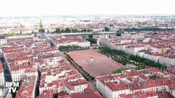 Les images des rues de Lyon vides pendant le confinement, filmées par le drone BFMTV