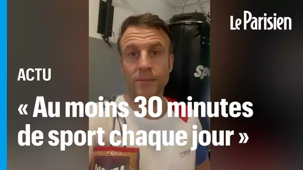 Gants de boxe sur l’épaule, Emmanuel Macron invite les Français à faire du sport au quotidien