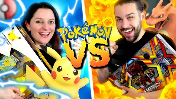 QUEL POKEMON A LE PLUS DE CHANCE ? DRACAUFEU VS PIKACHU ! GUILLAUME VS KIM ! OUVERTURE CARTE POKEMON