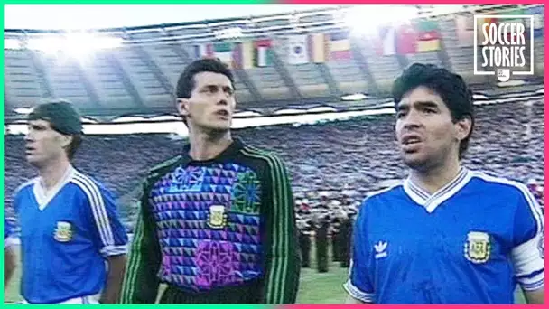 La réaction folle de Maradona lors de l'hymne argentin en finale du Mondial 1990 | Oh My Goal
