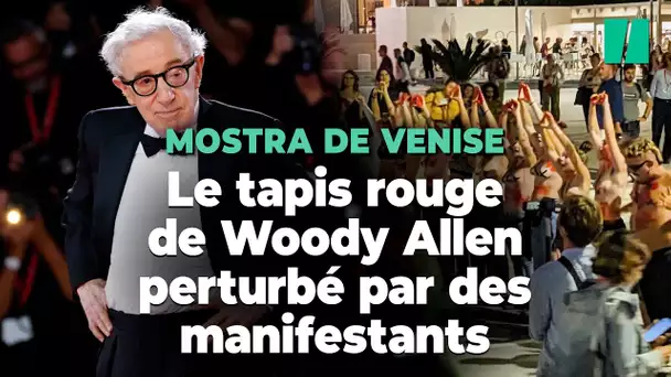 Le tapis rouge de "Coup de chance" de Woody Allen à Venise perturbé par des manifestants