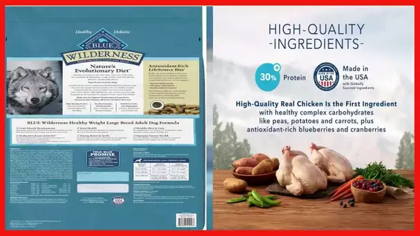 Blue Buffalo Wilderness High Protein, Natural Adult Large Breed Healthy Weight Dry Dog Food, Chicken