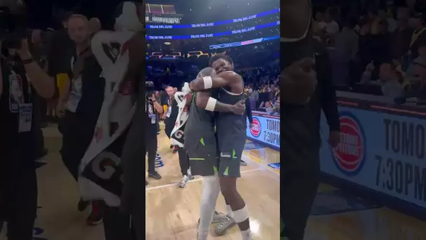 Randle & Edwards embrace after the series clincher!