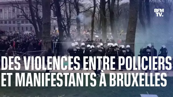 Des heurts ont opposé policiers et manifestants lors d'un rassemblement à Bruxelles ce dimanche