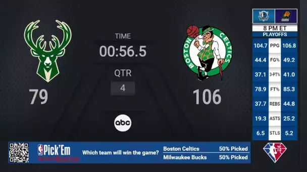 Bucks @ Celtics | #NBAPlayoffs presented by Google Pixel on ABC Live Scoreboard