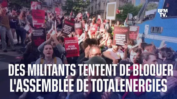 Des militants pour le climat tentent de bloquer l'assemblée générale de TotalEnergies, à Paris