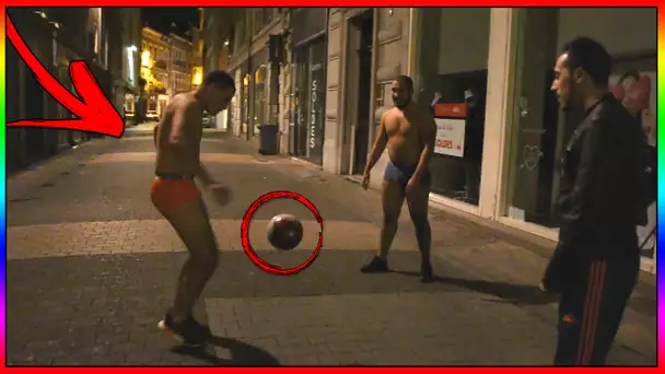 DÉFI DRIBBLE EN CALEÇON DANS LA RUE ! LE PERDANT PREND UN CUL ROUGE !!